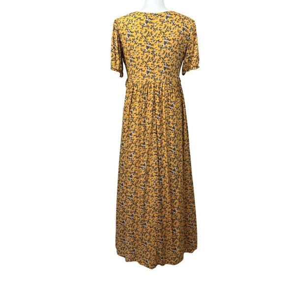 Roolee gold floral maxidress, babydoll, peasant, prairie, cottagecore, bohemian - Picture 3 of 6